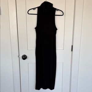 Banana Republic Black Sleeveless Turtleneck Maxi Dress